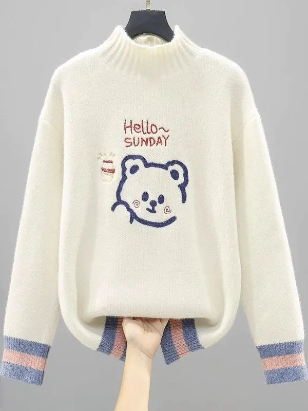 Autumn Winter New Sle f High Collar Sweater Women's Winter Inner Wear Overhead Base irt for High School And Junior Hig...