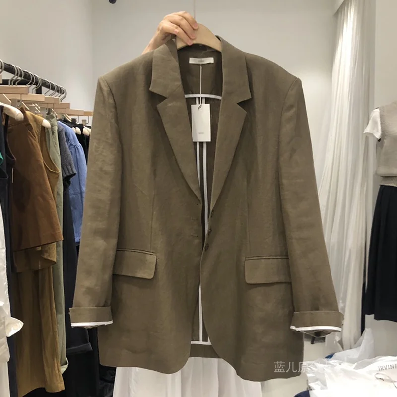 SuperAen linen blazer 2025 summer new loose casual high-end large-size cotton and linen  omen blazers and jackets