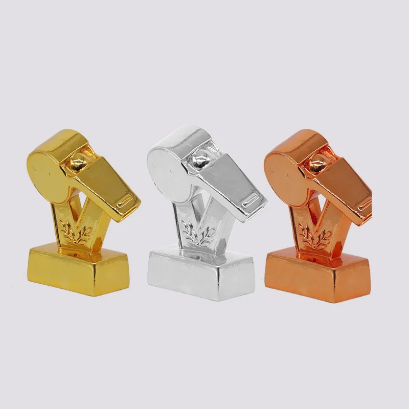 Football Trophy, Referee Whistle Award, Gold-Plated Resin Handicraft, Best Referee