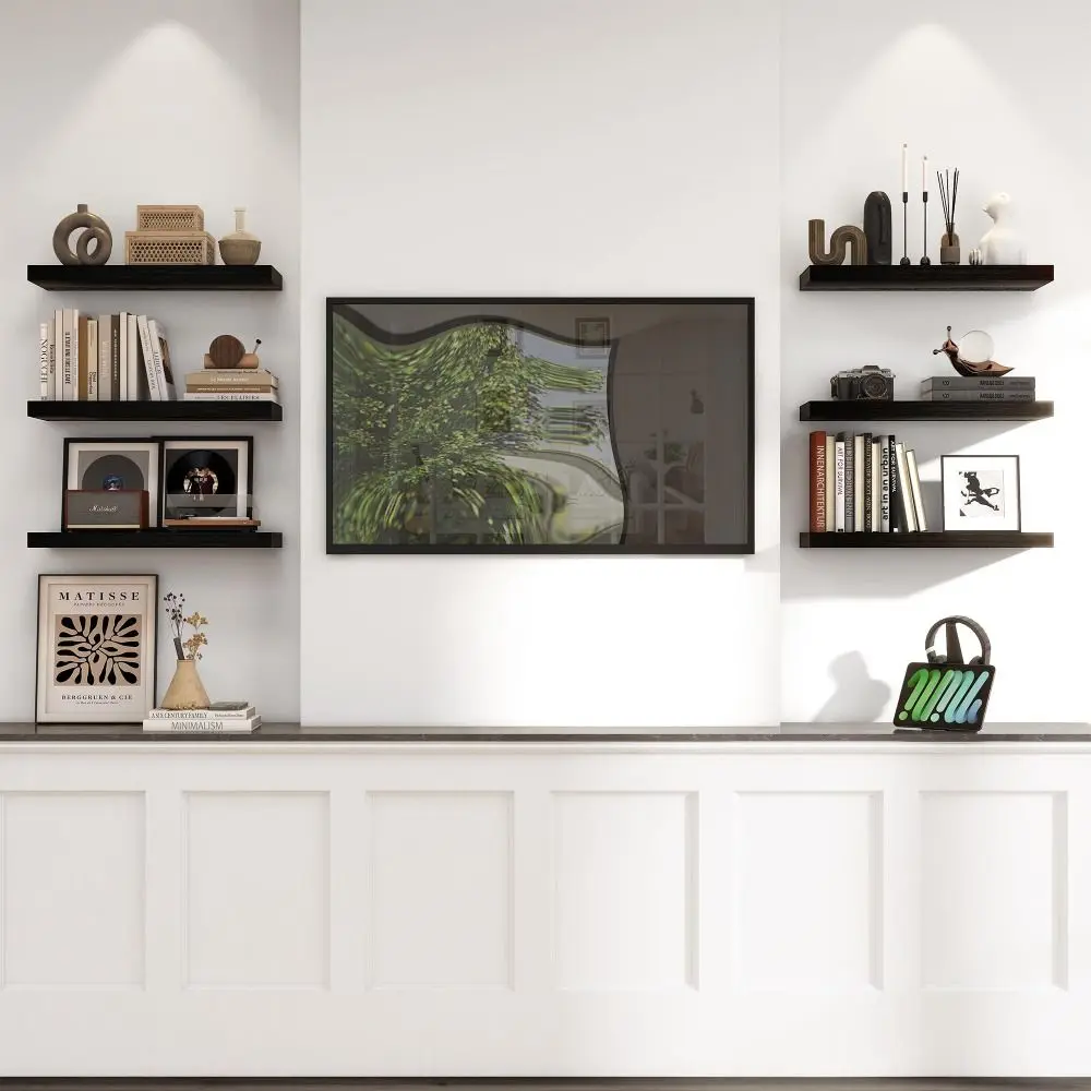 Useful 1pc Wall Mounted Floating Shelves Wooden Deeper Storage Shelf Thicker Multi Functional Bathroom Shelves