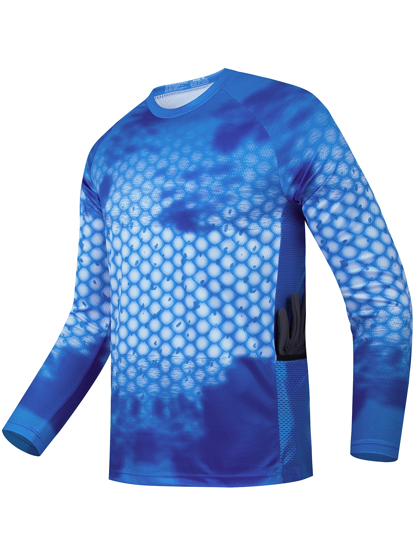 เสื้อยืดตกปลากลางแจ้งสำหรับผู้ชาย เสื้อแขนยาว พิมพ์ลาย 3 มิติ คอกลมขนาดใหญ่ ลำลองและทันสมัย