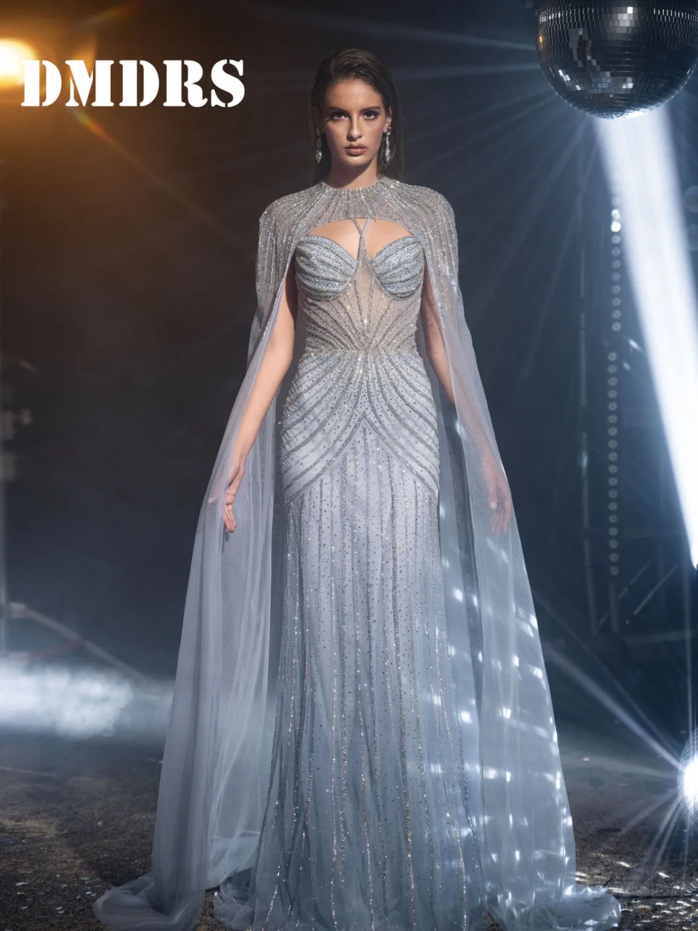 

Formal Cape Evening Dress 2025 Classic Crystal Beaded Party Gown Modest A-line Floor Length Party Dresses فساتين سهر