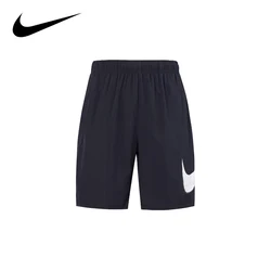 Original Nike Men's Quick Dry DRI-FIT Running Equipment Fitness  Sports SWOOSH Casual Black Shorts CZ6371-010