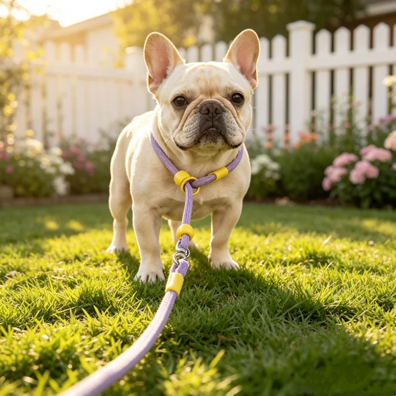 Anti-Tangle 160CM Round Nylon Rope P-Chain Dog Collar Adjustable Training Leash Tangle-Free for Small to Medium Dogs Pet Walking