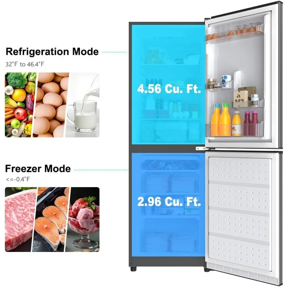 Kühlschrank, Doppeltür-Kühlschrank, einstellbare elektrische Thermostatsteuerung mit oberem Montage-Gefrierschrankfach, 12,0 Cu.Ft, Sta