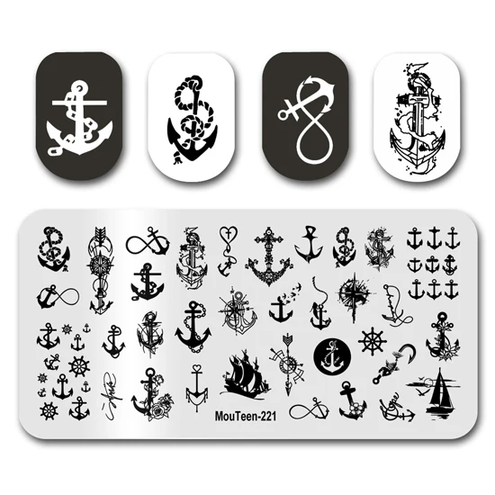 Placa de sello para uñas, juego de manicura, estampador de Arte de uñas, MouTeen-221, Anchor Voyage