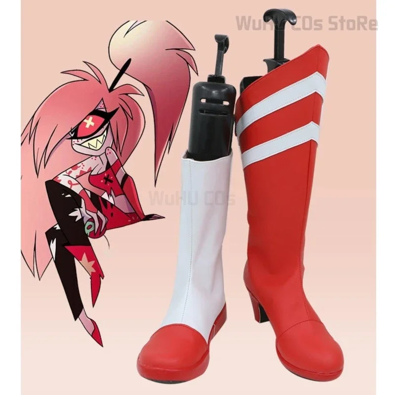 

Аниме Hazbin Cos Cherri Bomb, ботинки Cherri Bomb для отеля, белые, красные кожаные туфли для женщин и мужчин, обувь для ролевых игр на Хэллоуин