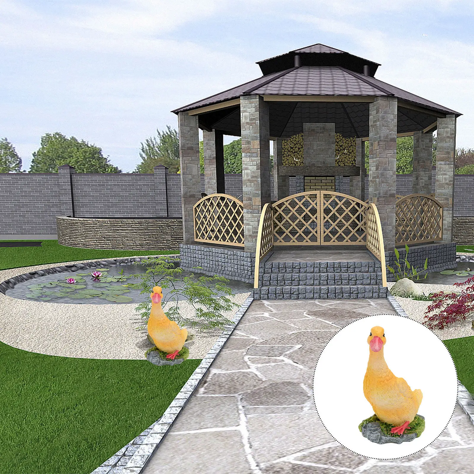 1Pcs Realistic Resin Duck Garden Statue Outdoor Ornament Yard Decoration Creative Adornment Rockery Fountain Landscape Decor