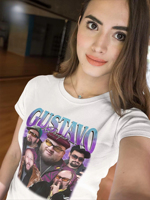 Gustavo Rocque Retro Pirated T-shirt, Big Time Rush Fan T-shirt, 90s Retro Pattern T-shirt, Fun Nostalgic Gift for BTR Fans