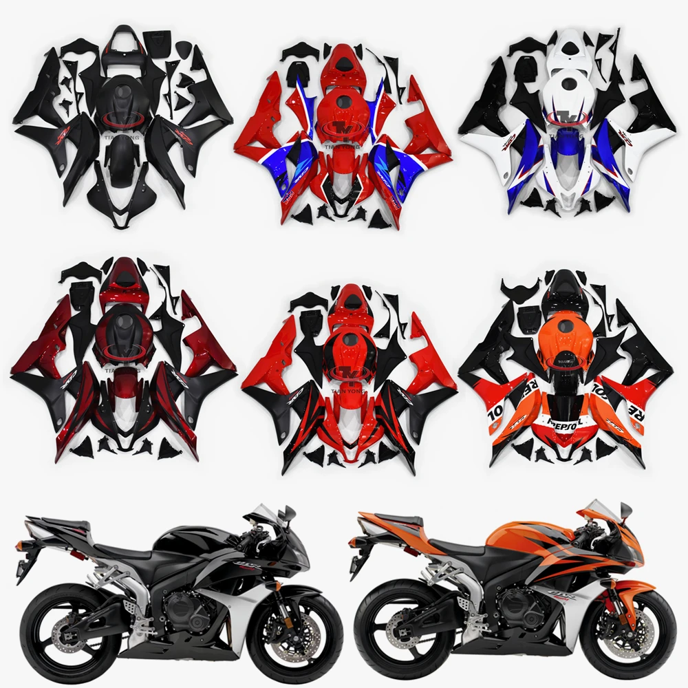 Motorcycle Full Fairing Kit For CBR600RR 2007 2008 F5 CBR600 RR Bodywork Cowling Injection Multiple prints in red matte black