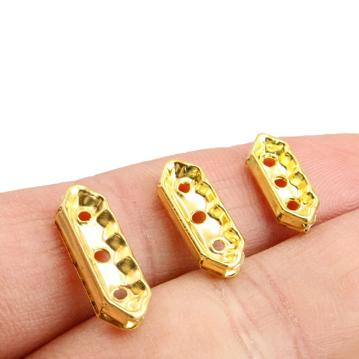 50Pcs 3 Size 2 Color Wholesale Rectangle Bead Charms Porous Connector For DIY Necklace Bracelets Jewelry Handmade Making