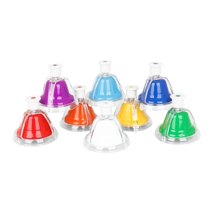 Desk Bells for Kids, 8 Note Metal Handbells Set with Handle Educational Teaching