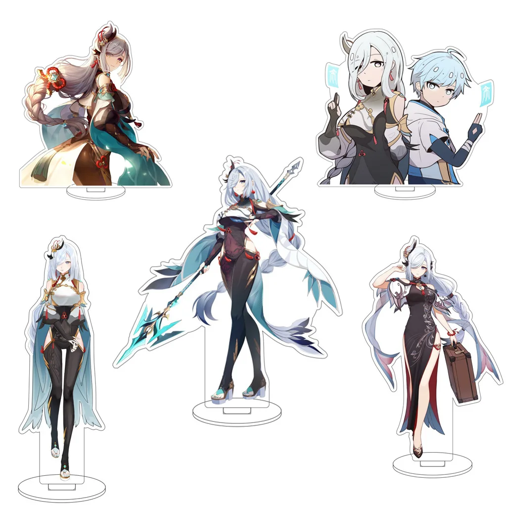 

16CM Anime Genshin Impact Shenhe Chongyun Ganyu Cos Acrylic Figure Ornaments Desk Exquisite Decor Cute Gifts