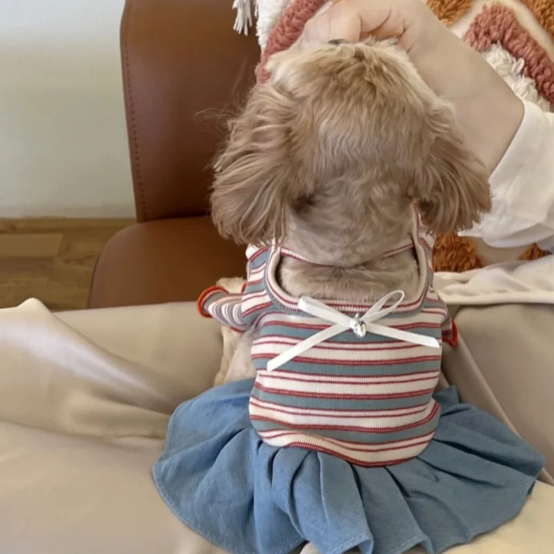 Vestido de verano a rayas para perros Yorkshire – conjunto - imagen 2