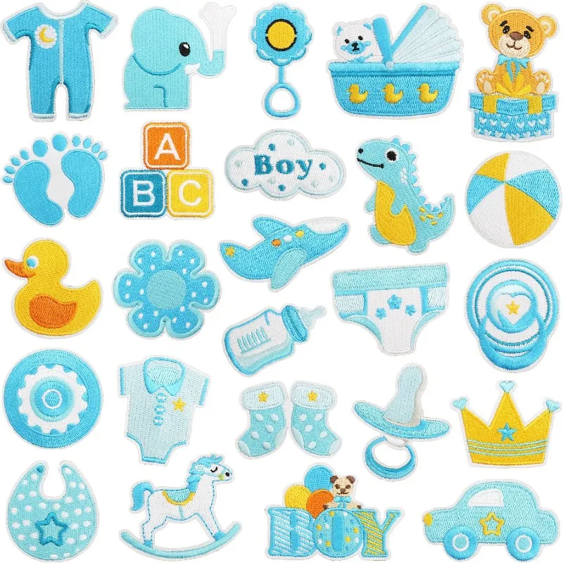 

Blue Baby Boy Sewing Iron-on Embroidered Badge Patches for DIY Children's T-shirt Backpack Clothing Appliques Sticker