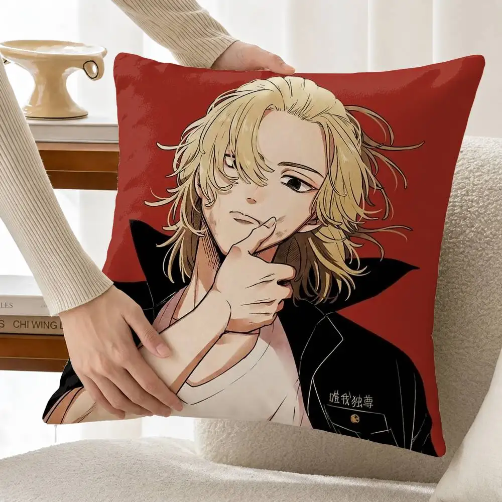 M-Manjiro S-Sano T-Tokyo-Revengers Customizable Square Pillow case Double Sided Print Sofa Bedroom Decor Cushion Cover