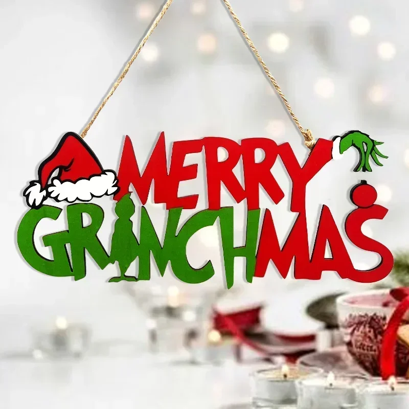 Natale in legno appeso ornamenti per l\'albero di Natale porta d\'ingresso decorazioni per feste