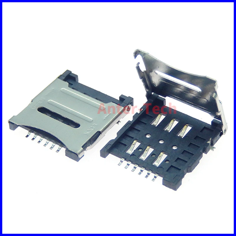 5pcs/lot Clamshell small card MICRO SIM card holder 6P SIM card holder 6PIN card slot SIM card holder 5