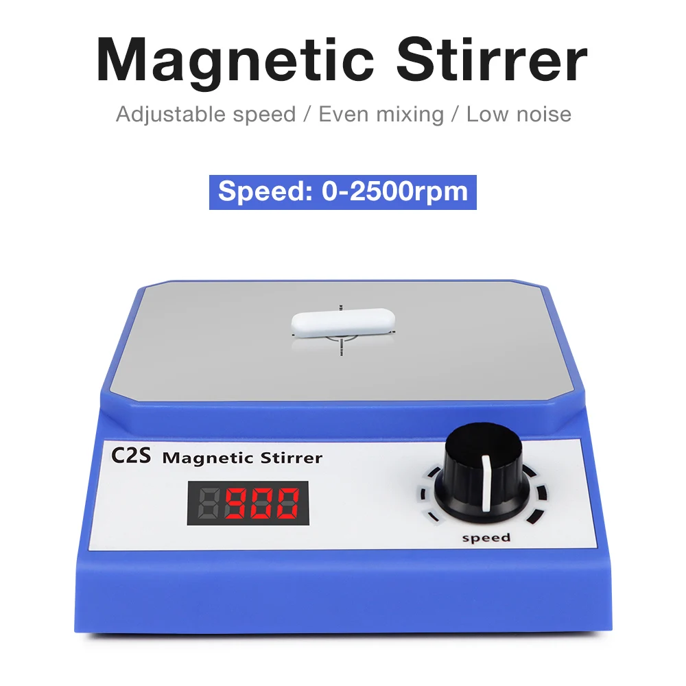 C2S Magnetic Stirrer 2500RPM Adjustable Speed Digital Display Lab Mixer 2000ml Capacity for Chemical Scientific Research