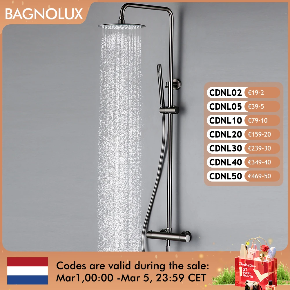 Thermostat Dusche Set Mischbatterie Ventil Badezimmer Thermostat Wasserhahn Wand Halterung Arm Umsteller Mit Handheld Spray & Regen Kopf