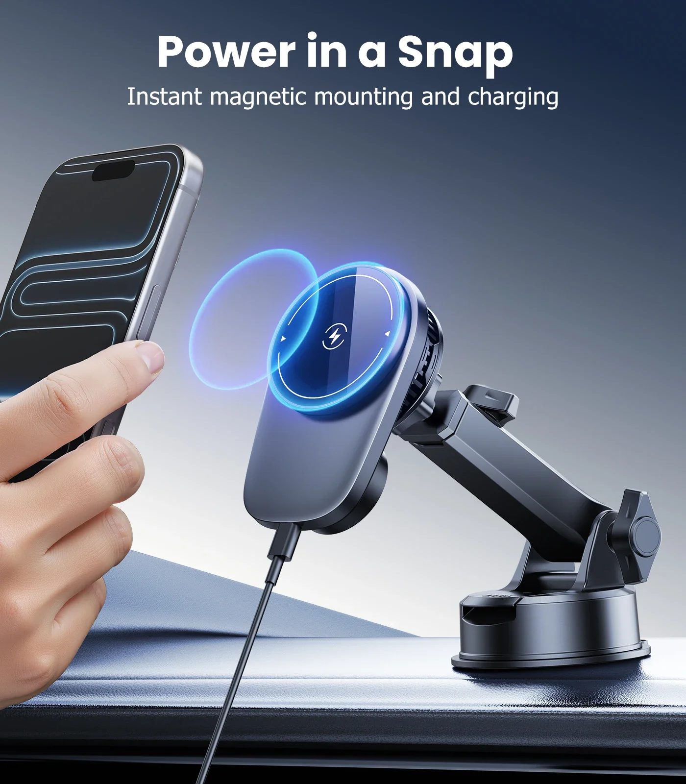 

Oatsbasf Крепление для телефона на приборной панели и лобовое стекло 15 Вт Держатель для телефона с быстрой зарядкой Автоматическое вращение Беспроводное автомобильное зарядное устройство с охлаждающим вентилятором