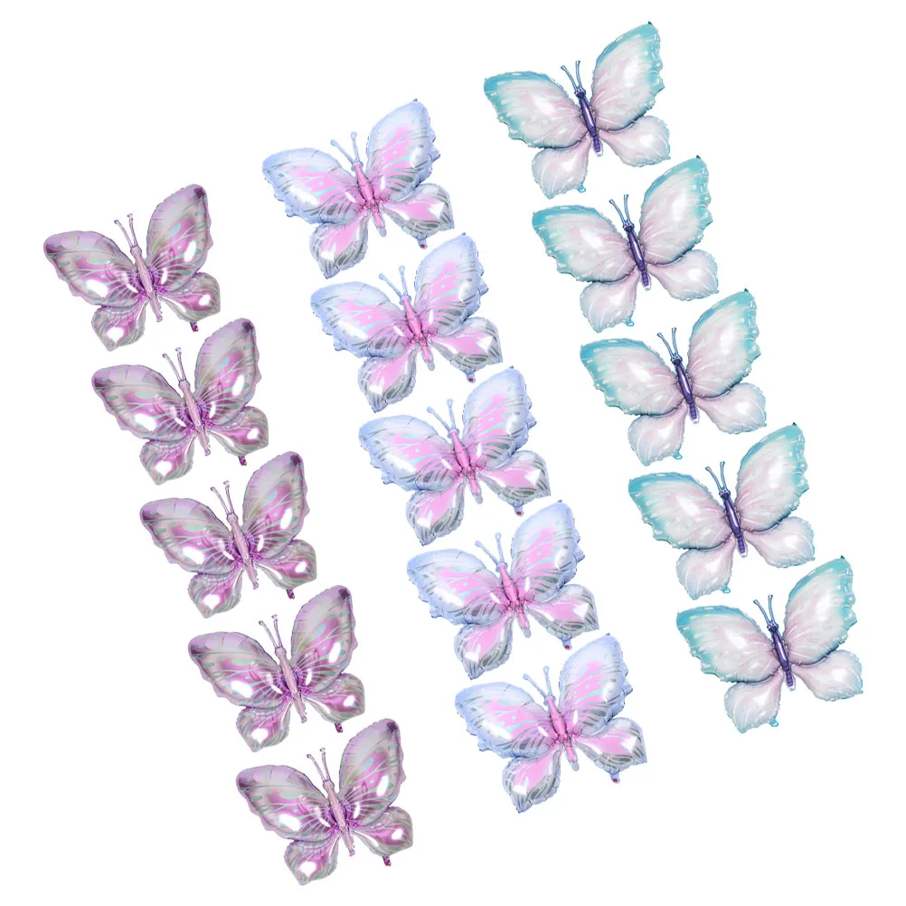 

15pcs Butterfly Balloon Decorations Aluminum Foil Easy Inflate For Birthday Party Shower Bridal Events Giant