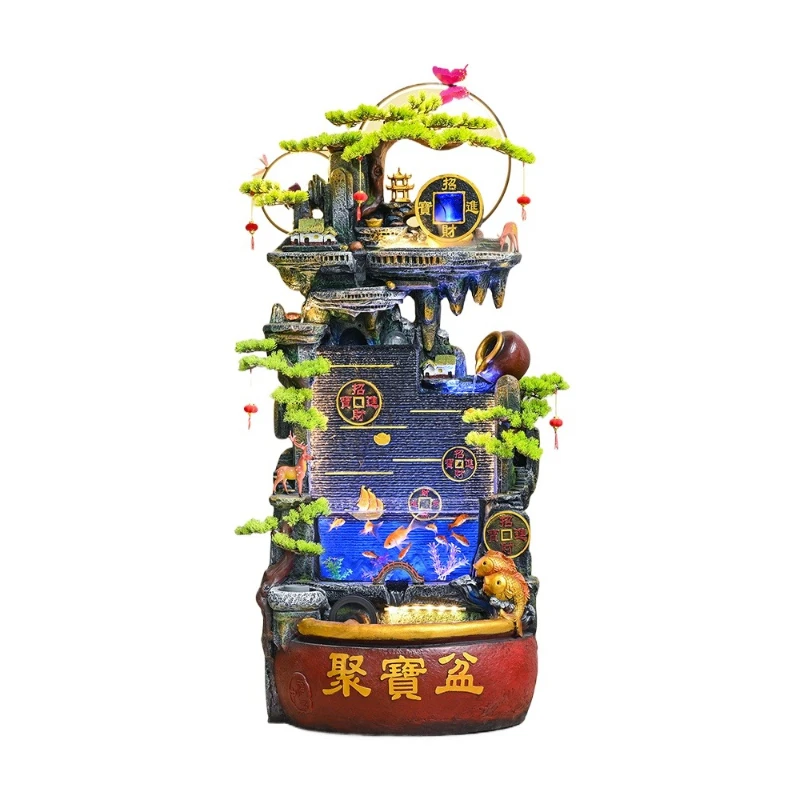 

Ancient fish tank landscaping, a full set of flowing water ornaments, circulating water, rockery, fountain, feng shui wheel, for