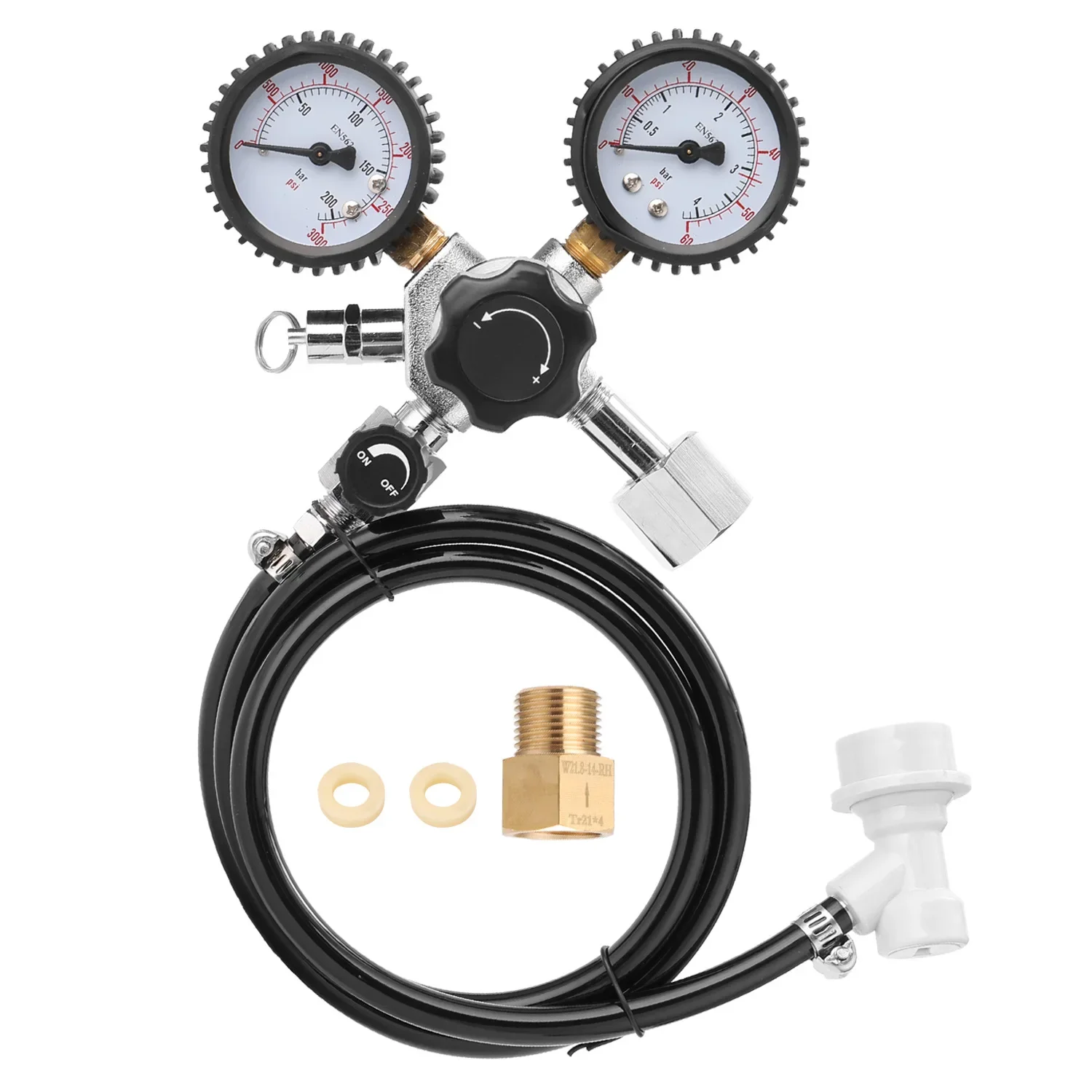 Co2 Pressure Regulator for Beer CGA320 Quick Disconnect Keg with Independent Control Valve for Stable Carbonated beer W21.8