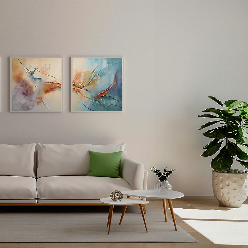 

2PCS Design Canvas Abstract Paintings, Frameless, Acrylic Picture, Office Art Wall, Latest Arrival, House Decoration Piece