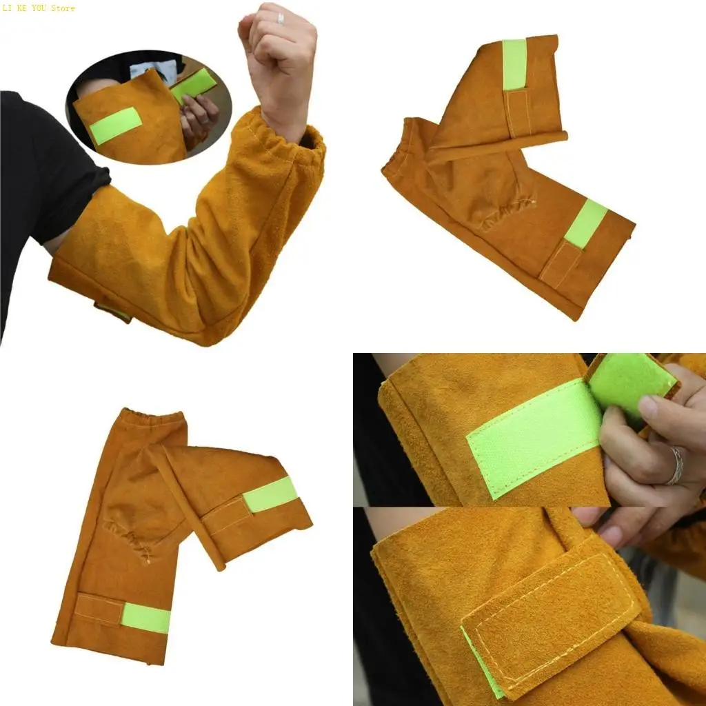 

W3JE Heavy Duty Leather Welding Sleeves Protectors Abrasion Resistant for Enhancing Arm Safety, Metalwork Mechanics Fireproof