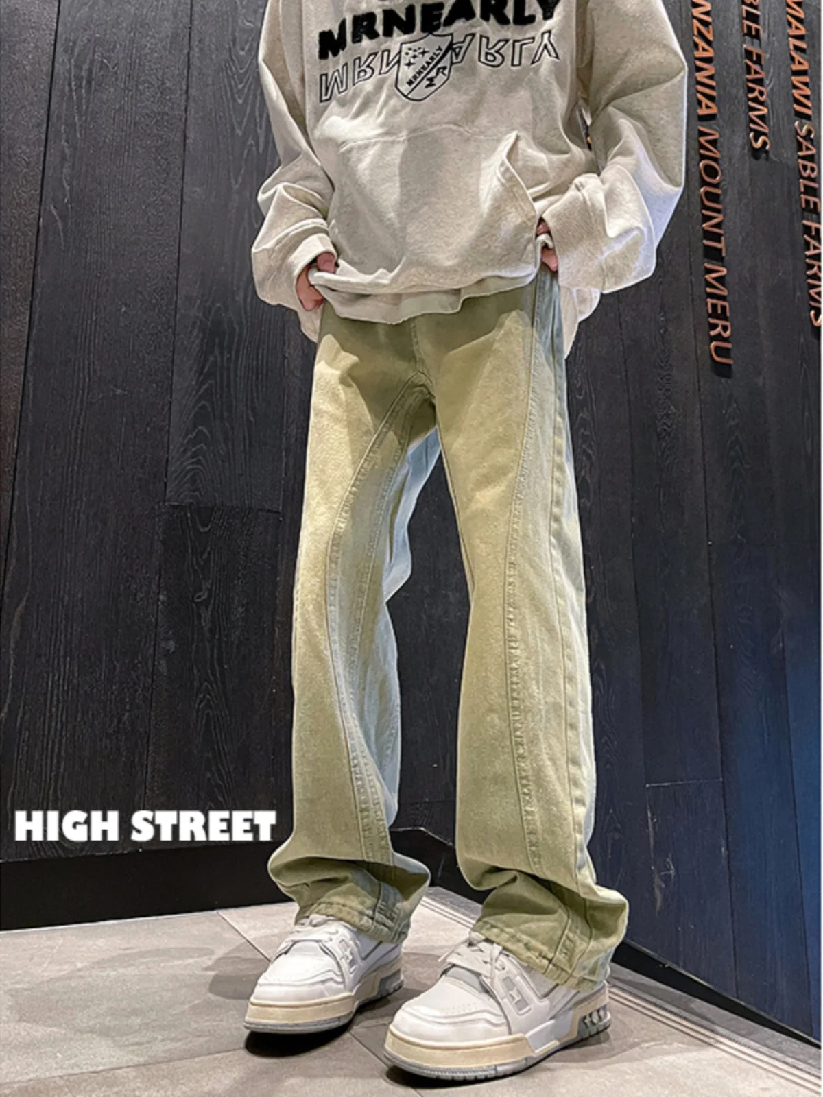 

Мужские джинсы Waed в винтажном стиле, цвета муд, американские, прямого кроя, длинные, для подростков, модные, прямые брюки-трубы