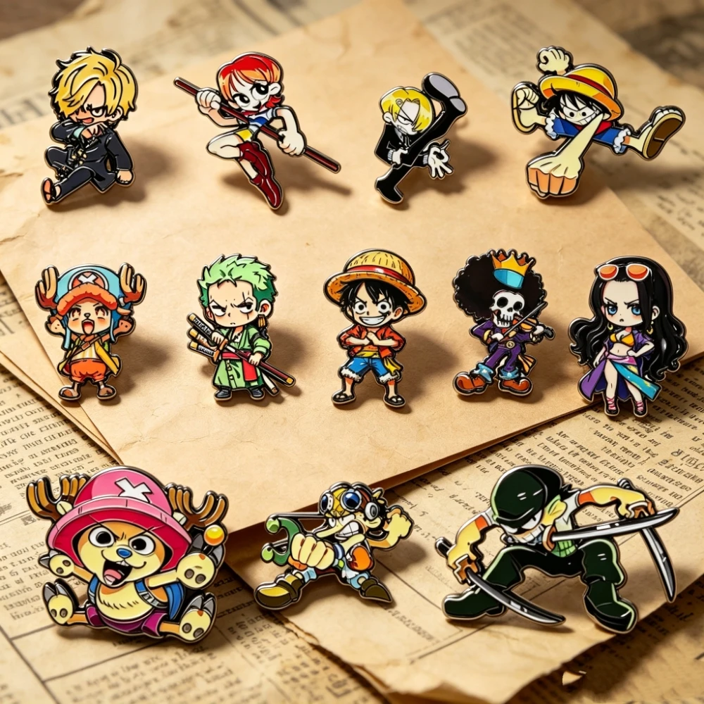 12Pcs Q Version Youth Theme Metal Enamel Brooch Pack, Cartoon Badges for Denim Jackets Canvas Bags, Nice Small Present