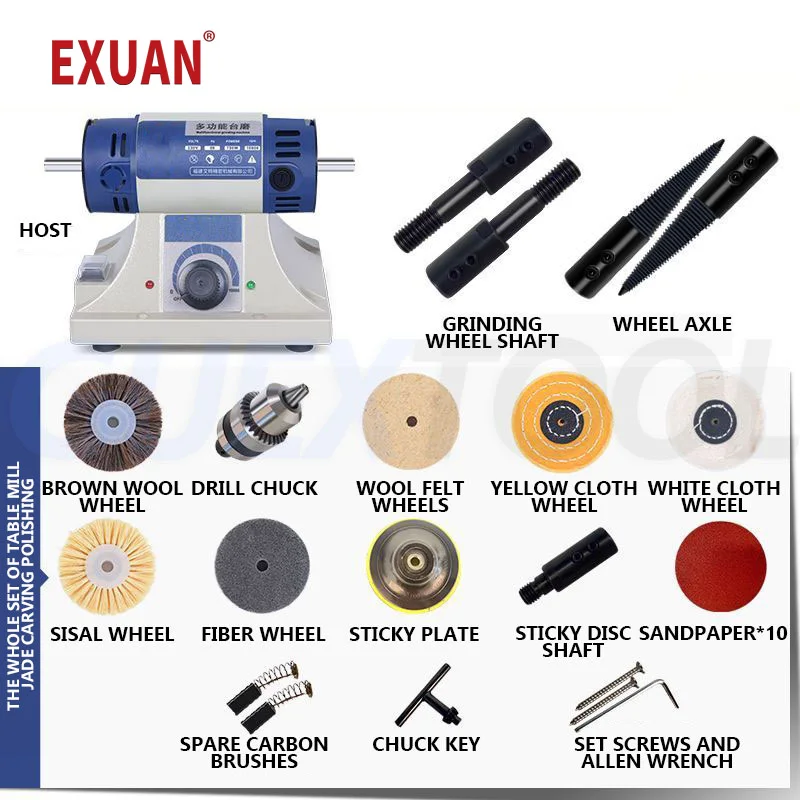 

Small Adjustable Speed Grinding Machine Double Head Jewelry Grinder beeswax Buddha Bead Woodworking Jade Carving Polishing Tools