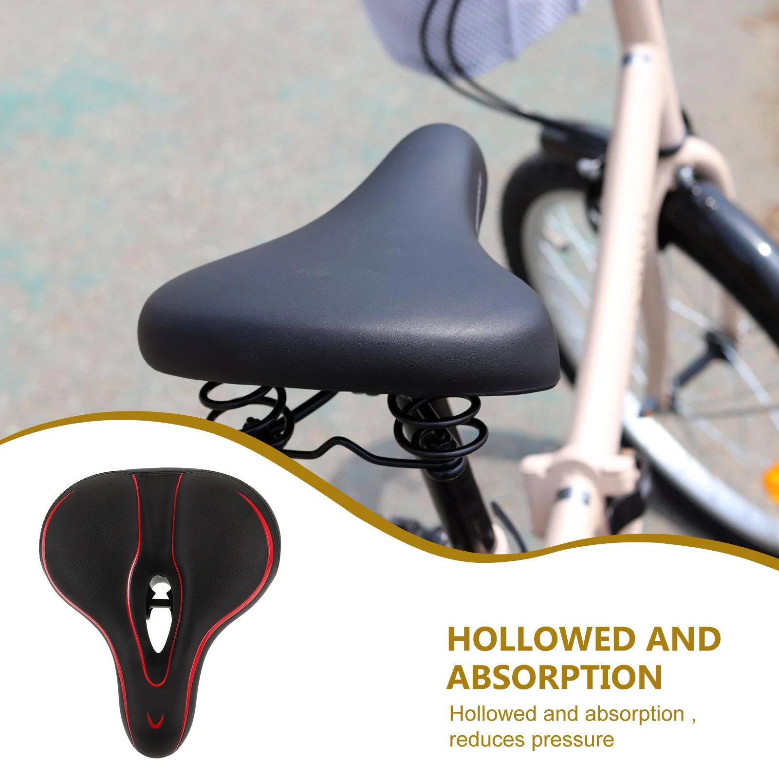 

Hollow Absorption Bike Saddle Thickened Broad Cushion Comfortable for Mountain Road Folding Bikes Black Red Mountain Bike Saddle