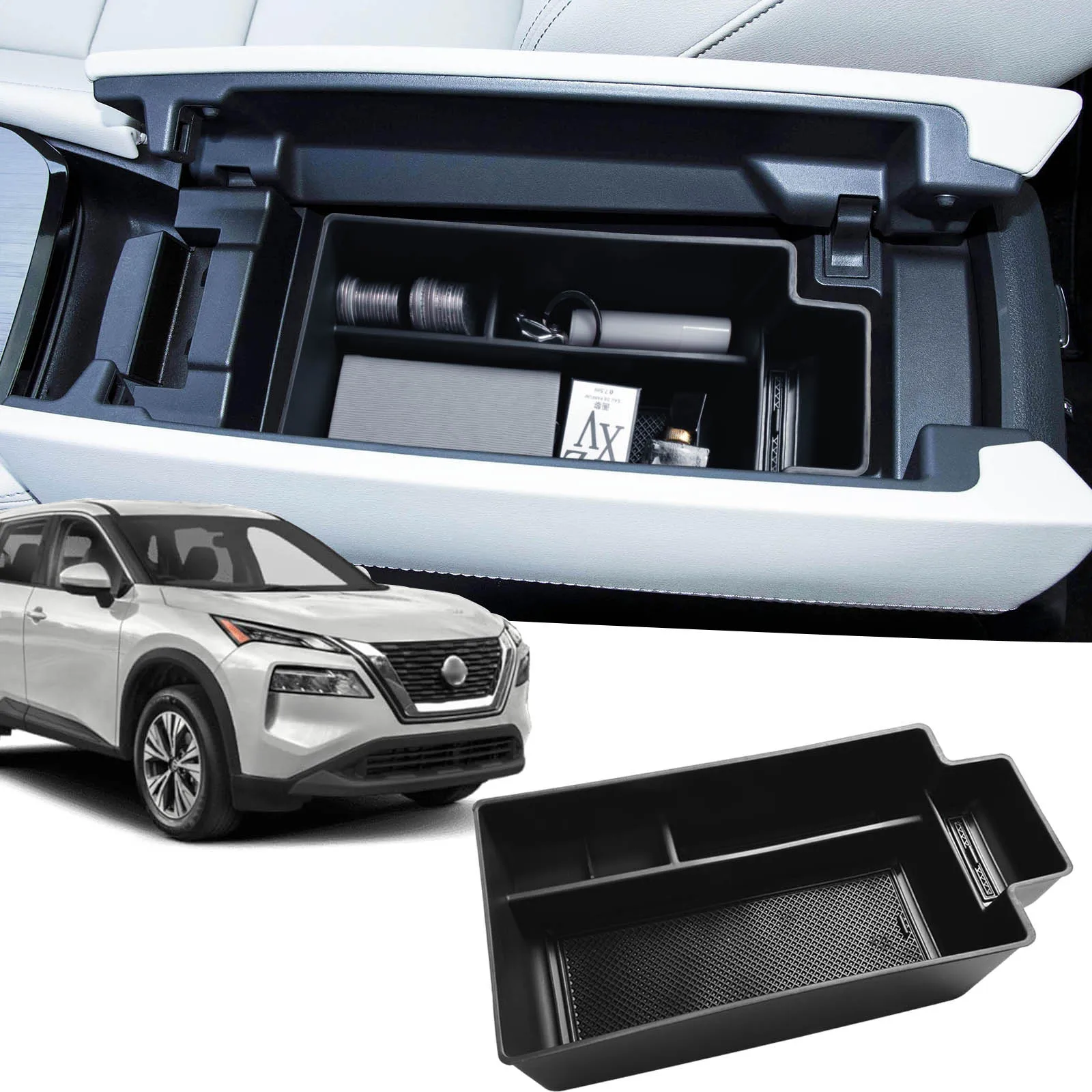 

For Nissan Rogue 2021 2022 2023 2024 2025 Center Console Organizer Armrest Storage Box Tray Secondary Car Storage Accessories