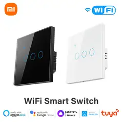 XIAOMI-スマートウォールスイッチ,1/2/3/4ギャング,ニュートラルワイヤー,タッチスイッチ,スマートライフアプリケーション,alexa,GoogleHomeで動作