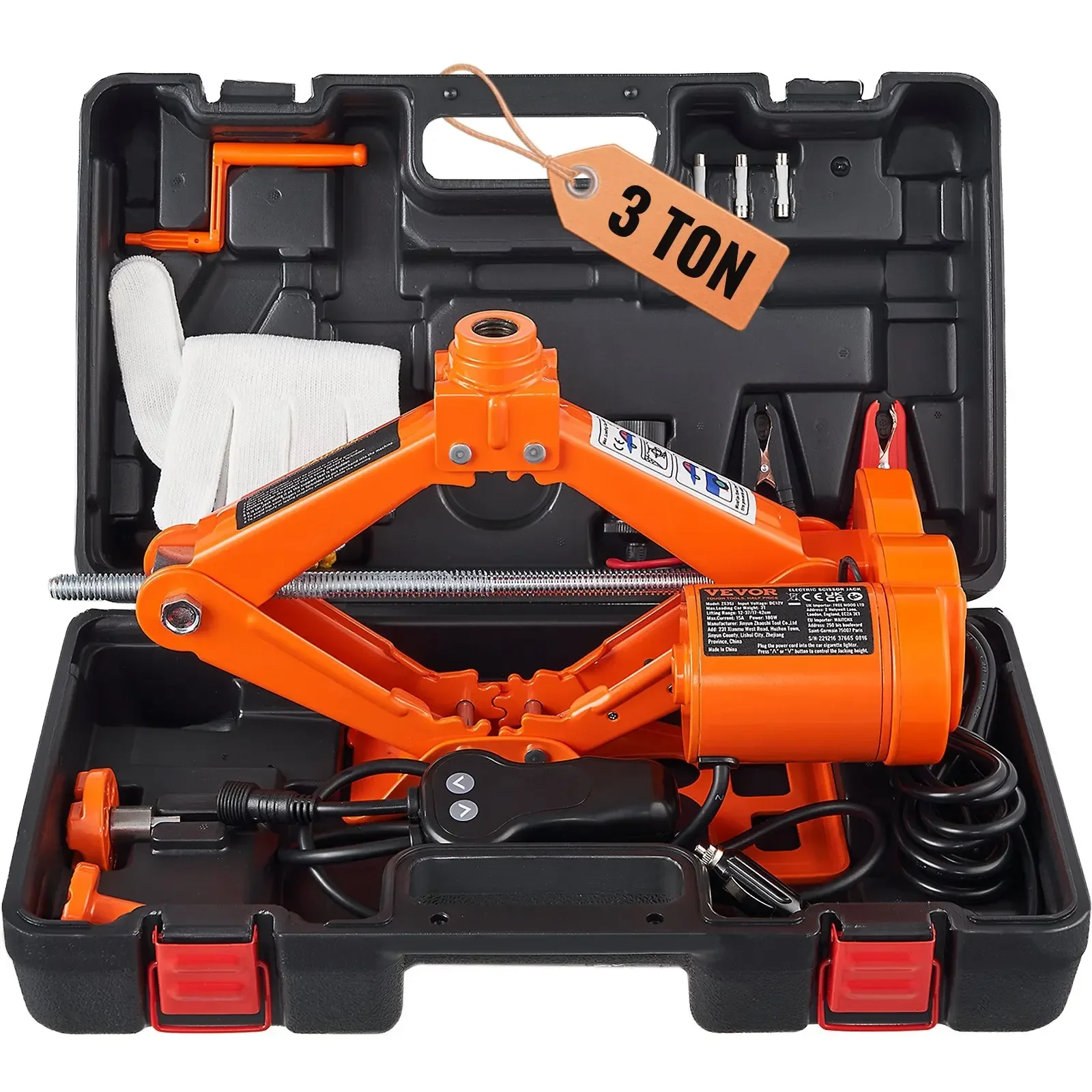 

Electric car jack 3 tons/6600 pounds 12V electric scissor jack portable car jack, used for SUV, truck, sedan tire replacement