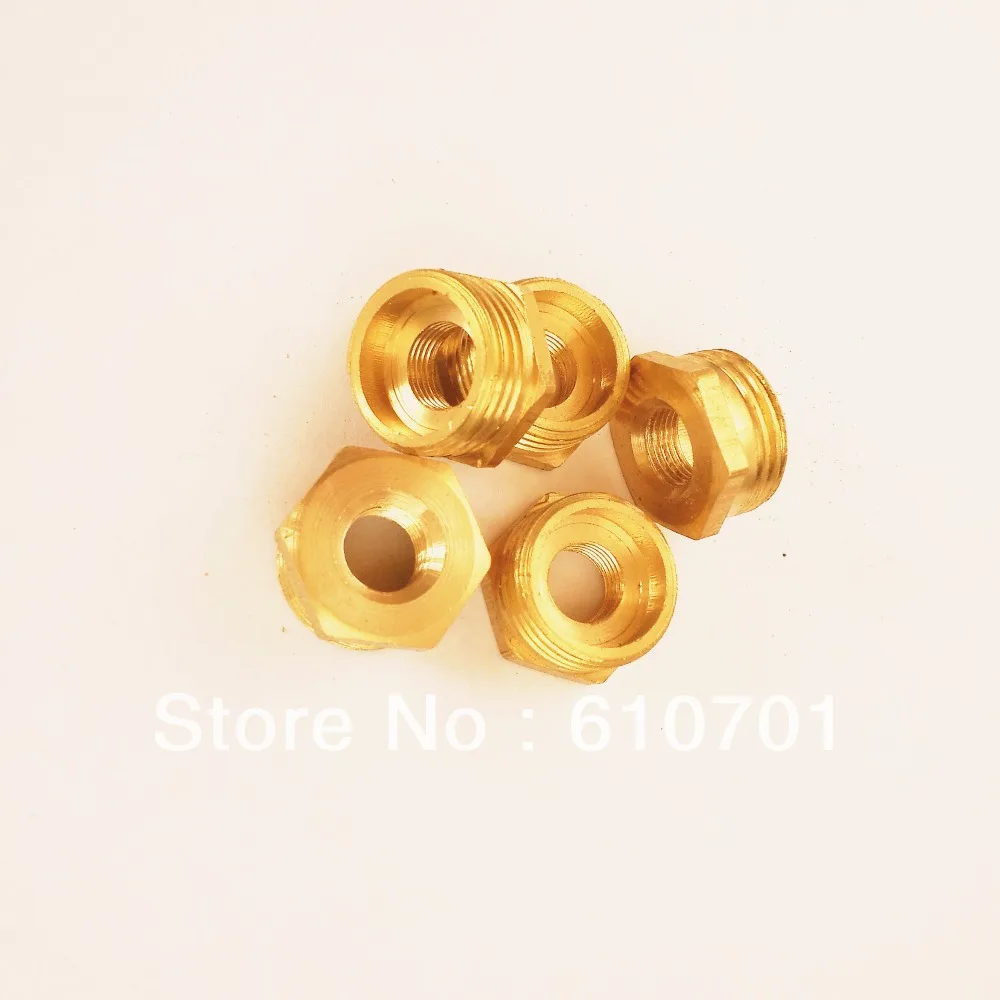 

5PCS Brass Pipe 1/2" Male x 1/8" Female BSPP Connection Adapter Reducer Bushing Busher Connector Hexagon Plumbing Fittings