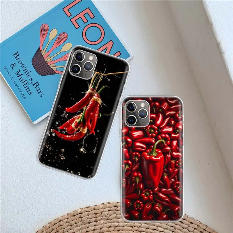 Taste The Flavor of Chili Peppers Clear Case For Aplee iPhone 11 14 Pro 15 Plus 16 Pro Max 12 13 Mini XR X XS Max Clear TPU Phon