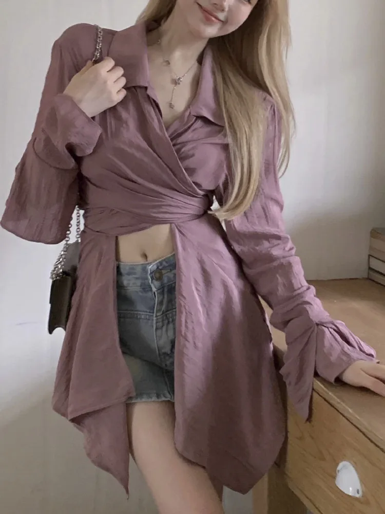 

2023 Shirt Women Blouse New Fashion Casual Shirt With Asymmetrical Design Shirt Woman Top
