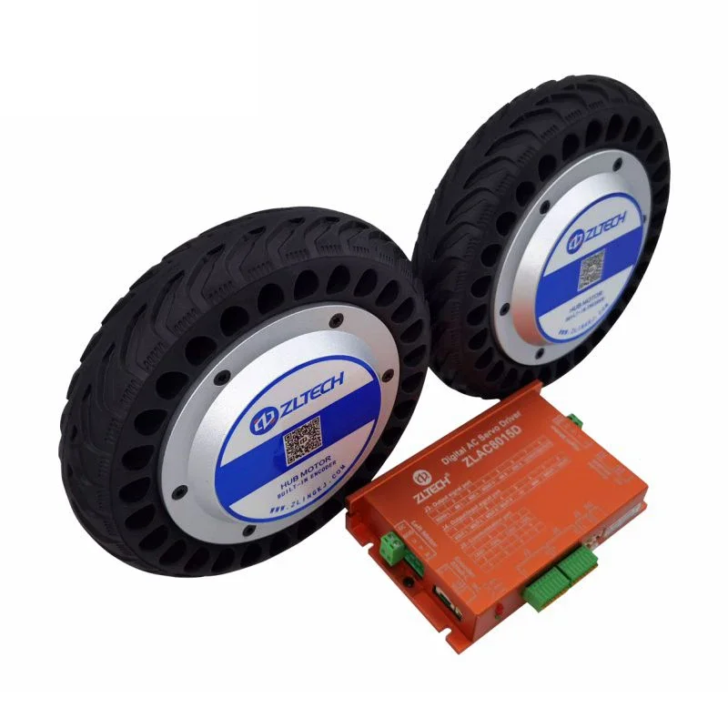 AGV 8inch 24V 6N.m 350W 150kg load brushless dc brushless wheel hub servo motor and driver kit with encoder