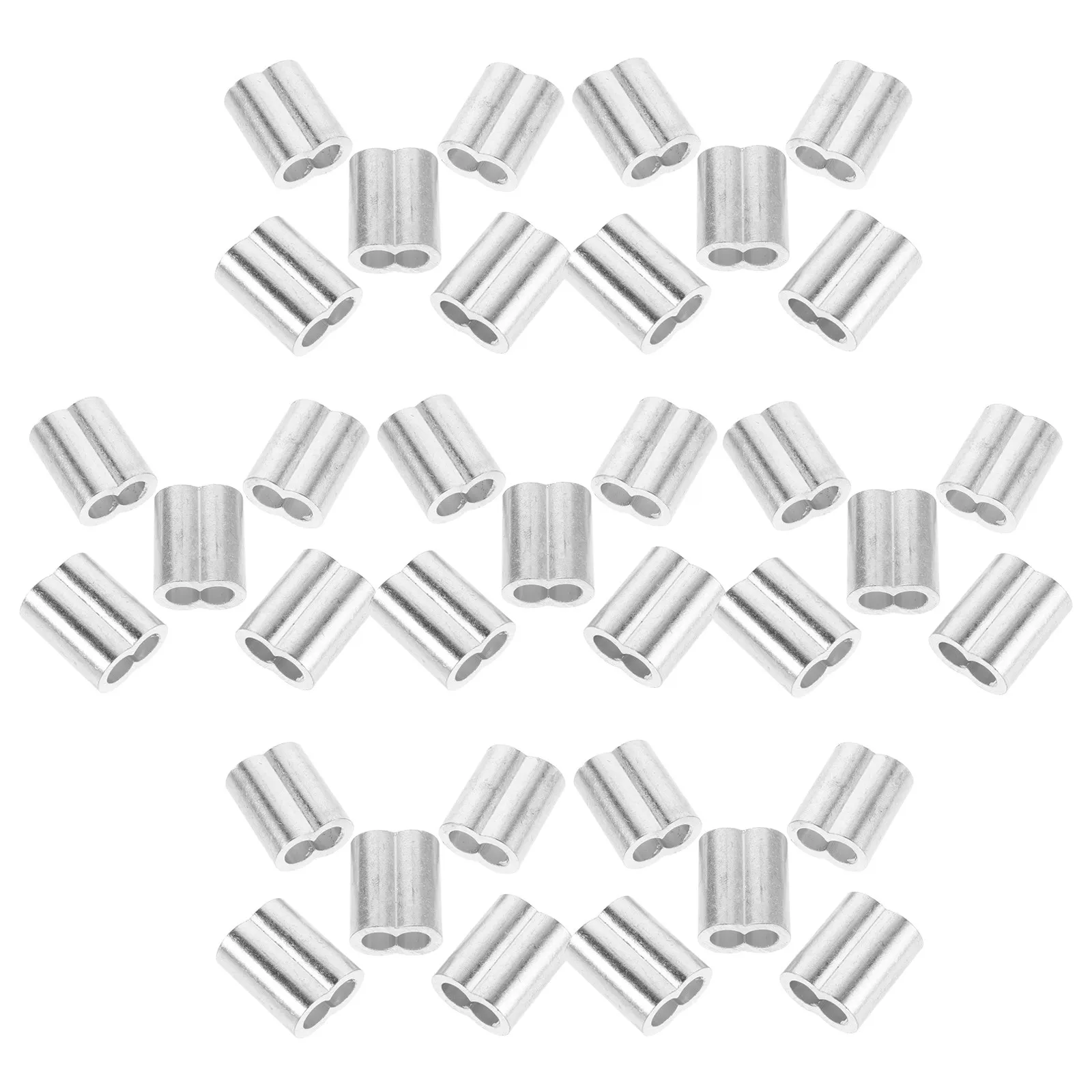 50Pcs Steel Wire Rope Clamps Double Hole Aluminum Crimp Sleeve 6Mm for Rigging Garden Hanging Banner Installation Cable Ferrules