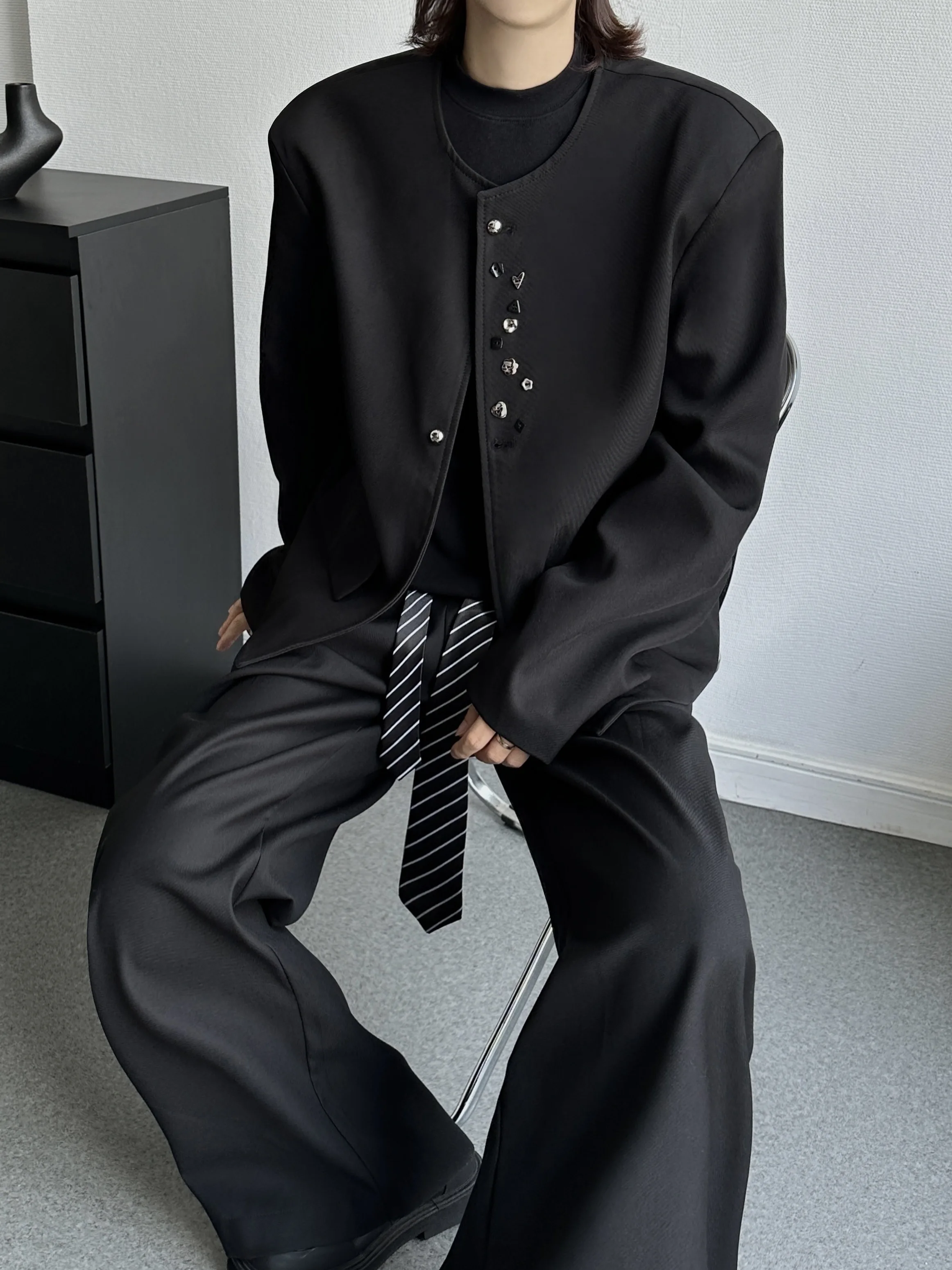 Vestes de costume simples haut de gamme pour hommes et femmes, blazer rétro, ample, confortable, manches longues, manteaux sur mesure élégants, mode automne-hiver 2025