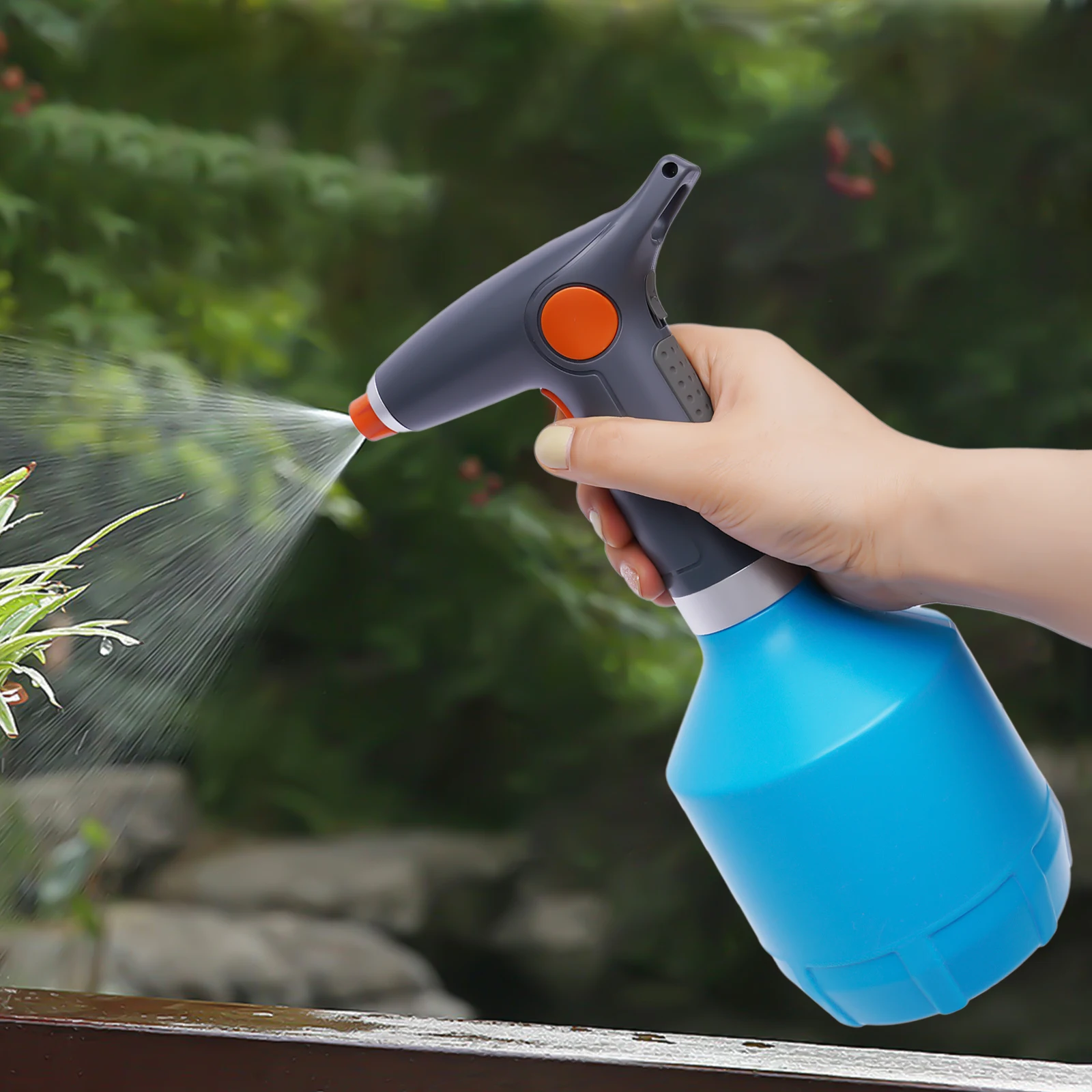 1000-ml-Hochdruck-Gartensprüher, elektrische Sprühflasche, Bewässerungswerkzeug, einstellbarer Sprühmodus, USB-Ladefunktion zum Gießen von Blumen. – Detail 1