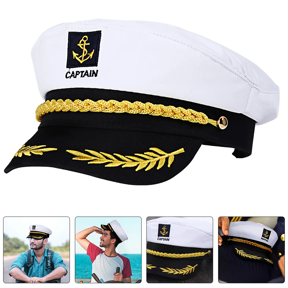 Embroidered Captain Hat Boating Sailor Hats for Cosplay Yacht Outfit Costume Outdoor Decor Party Women's & Caps