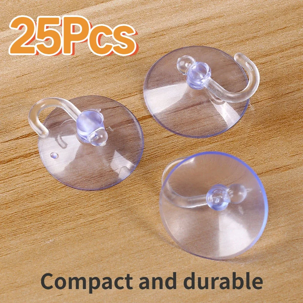 

25Pcs PVC Transparent Suction Hooks Strong Hanger Cup Sucker for Bathroom Kitchen Office Smooth Surface Glass Window Wall