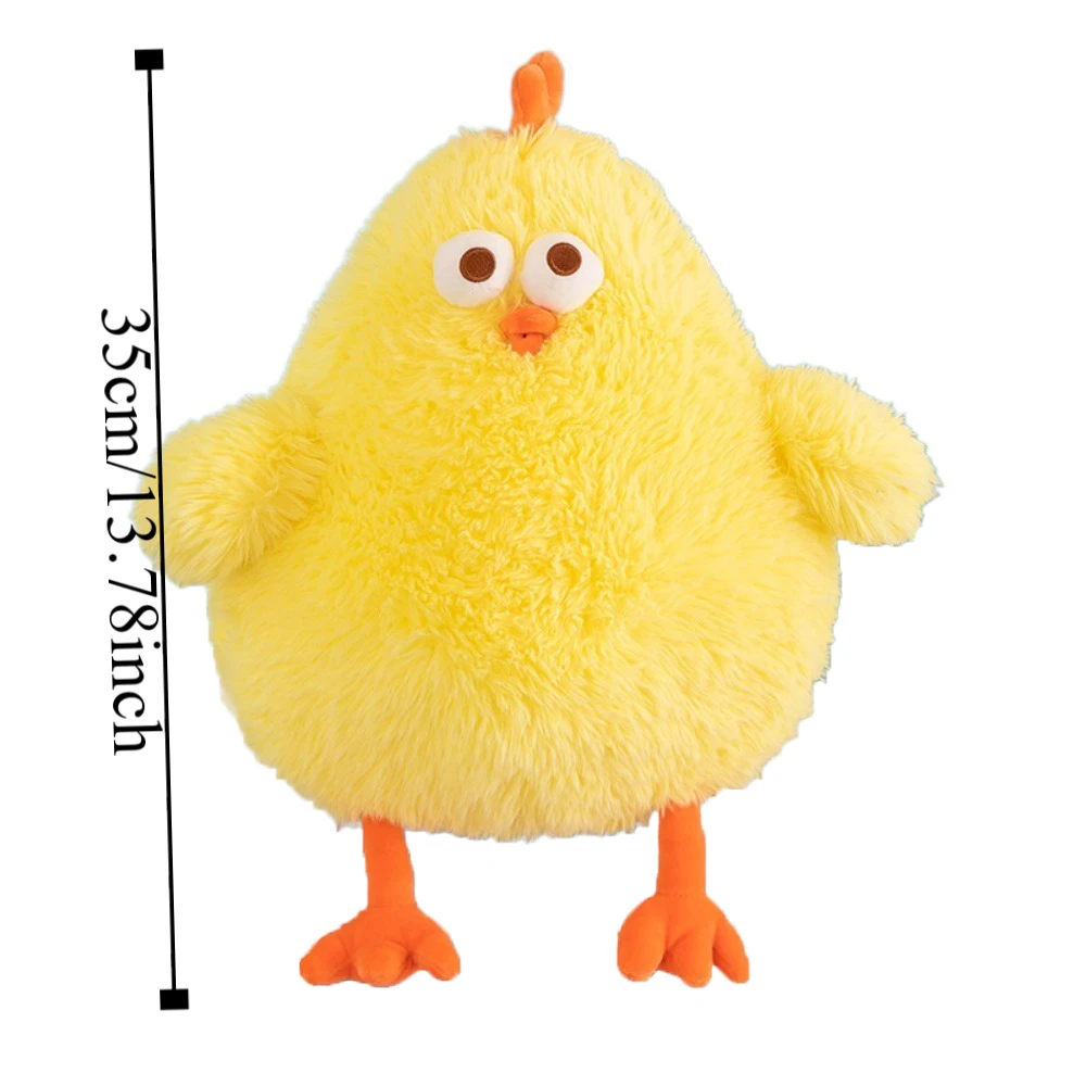 Almohada de abrazo para niñas, juguete de peluche de pollo de pelo largo, almohada de felpa de pollo suave y esponjoso, juguete de pollo Dundun de peluche, decoración del hogar