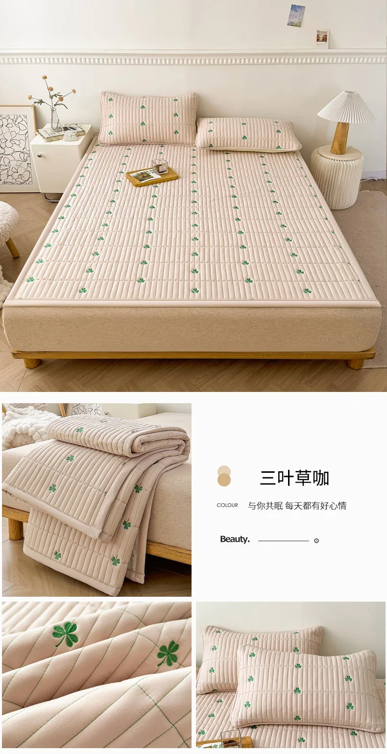 Spring Autumn Comfortable Durable Mattress Toppers Soft Breathable Soybean Fiber Filling Bed Pads Keep Warm Quilted Mattress Pad