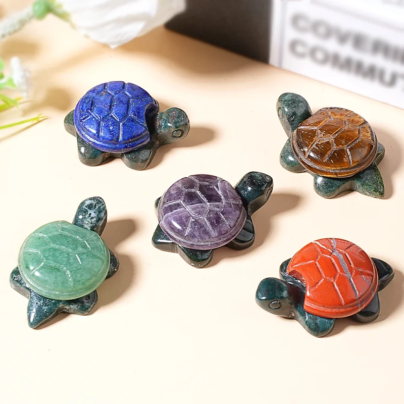 1pc Natural Two Tone Ornament Turtle Shape Desktop Decoration for Jewelry Making DIY Pendant Home Decoration Accessories 22x33mm