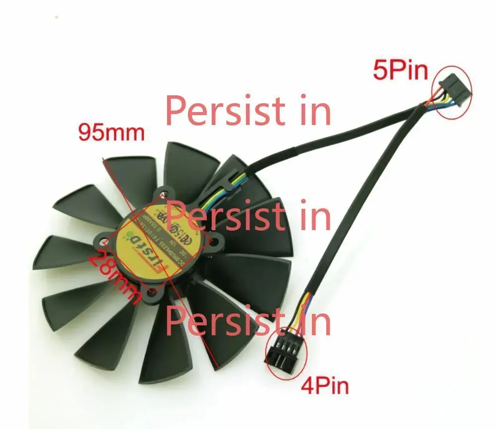 Ventilateur à 5 Broches pour ASUS STRIX GTX 970 980 780 TI R9 380 FD10015H12S, 95mm, FD9015U12S